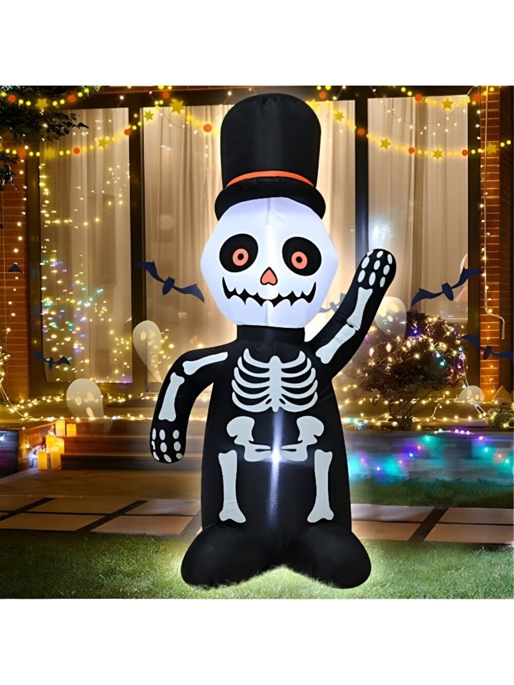TRMESIA 4FT Halloween Inflatable Skeleton Blow up Indoor Outdoor Decoration